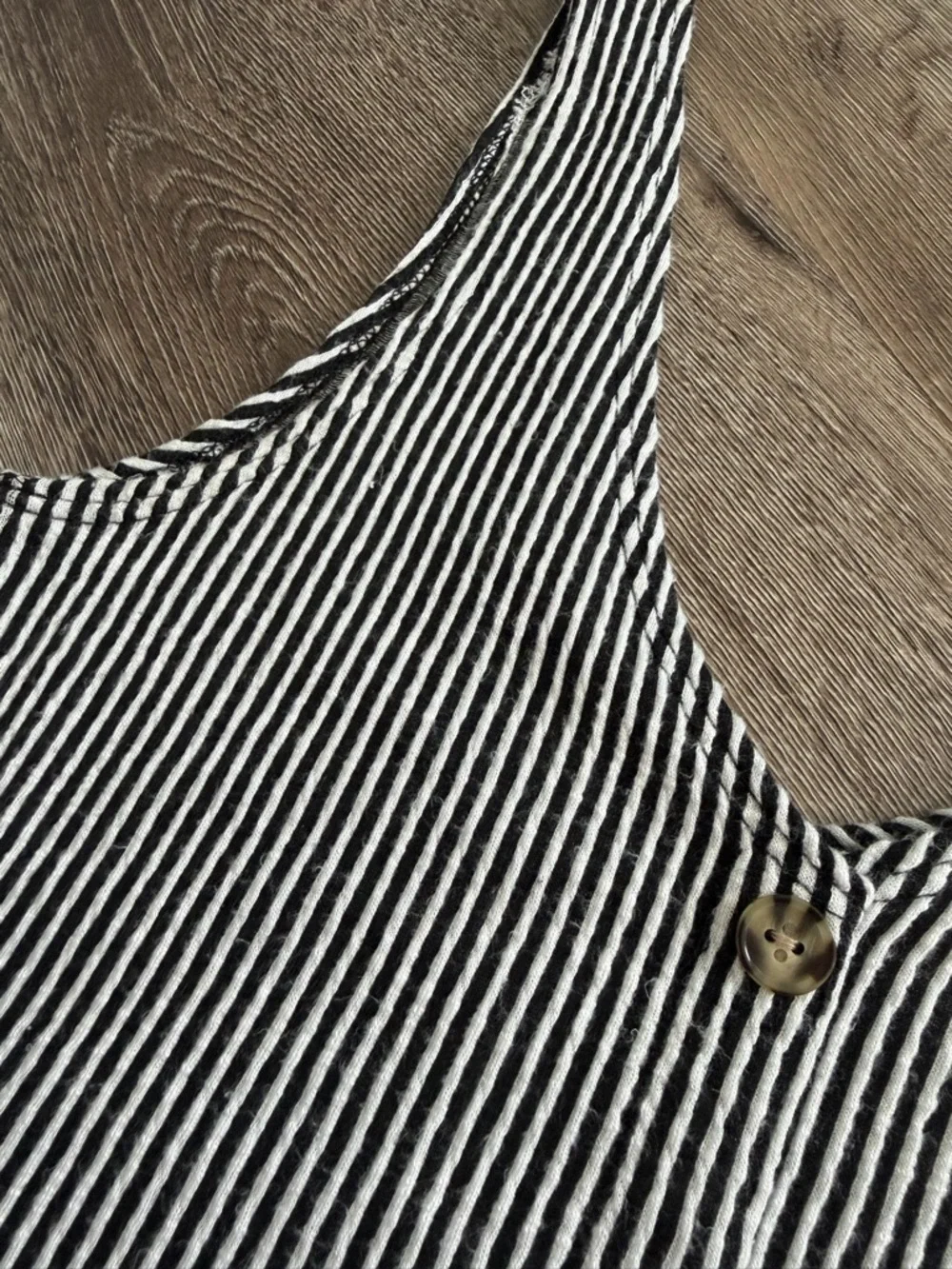 Striped Black and White Button-Front Tank Top - Picture 2 of 5